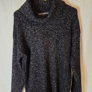 Women's Eddie Bauer Black and White Marled Cowl Neck Sweater Size L